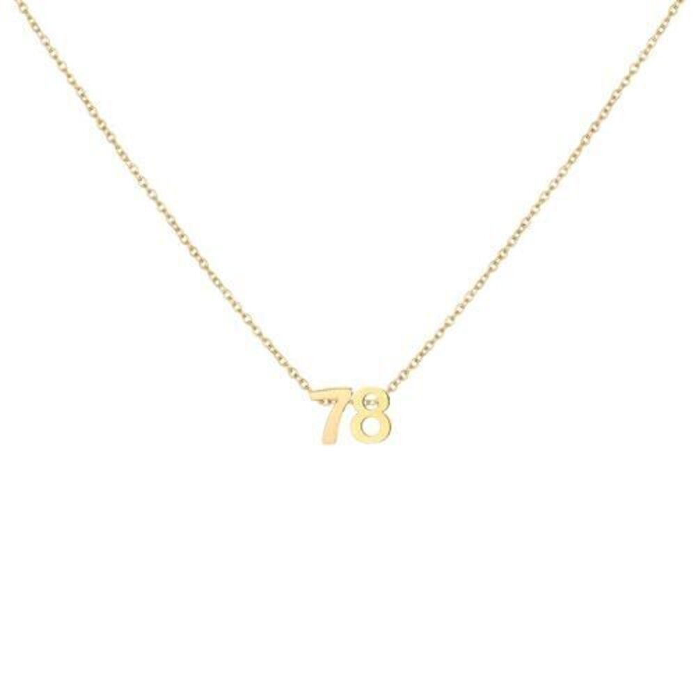 5182 18K Gold Plated Number 78 Necklace Dainty Pendant Chain Necklace